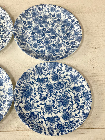 Blue And Floral "Paper" Plate Set Of Four