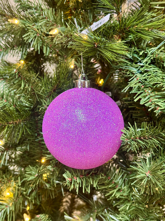 5 Inch Lavender Iridescent Glitter Ornament Ball