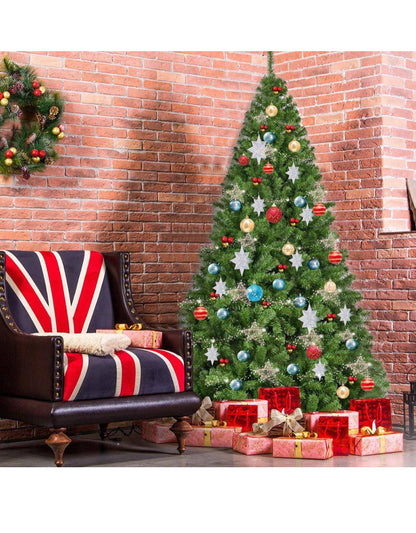 Costway 7.5 ft. PVC Artificial Unlit Christmas Tree 1346 Tips Premium Hinged with Metal Leg Open Box
