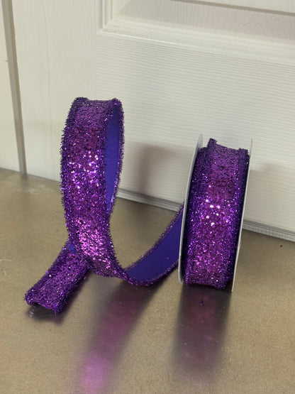 1.5 Inch By 10 Yard Purple Large Glitter Tinsel Ribbon