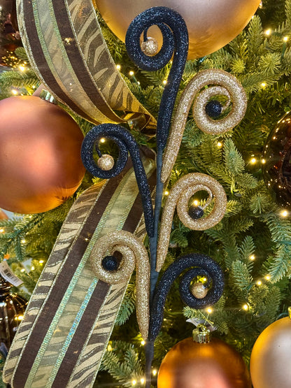 28.5 Inch Black And Gold Glitter Tubing Coil Spray