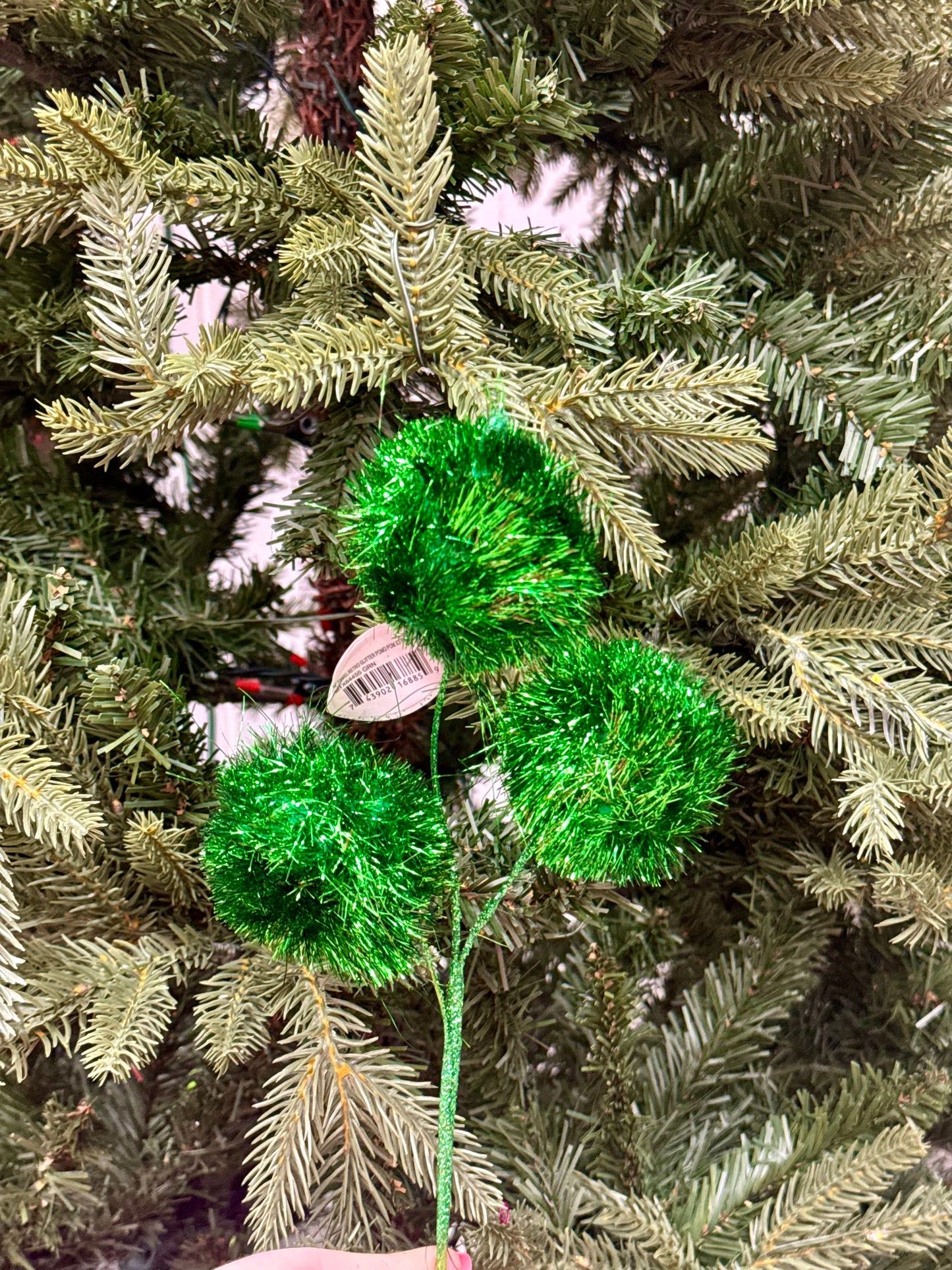 14 Inch Emerald Green Retro Glitter Pom Pom Spray