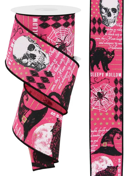 2.5 Inch By 10 Yard Fuchsia Vintage Halloween Ribbon