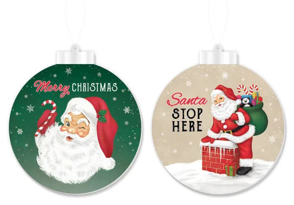 5.5 Inch Double Sided Santa Ornament Two Styles