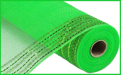 10.25 Inch By 10 Yard Lime Green Tinsel And Foil Wide Border Mesh