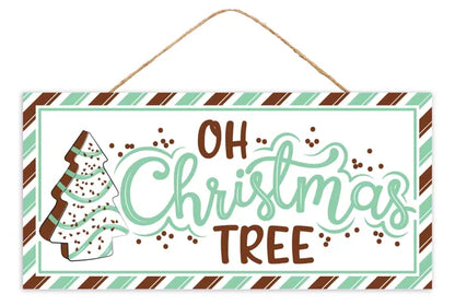 12.5 Inch Mint Oh Christmas Tree Cake Wood Sign
