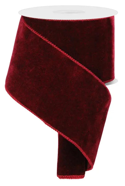 4 Inch By 10 Yard Burgundy Deluxe Velvet With Satin Backing Ribbon