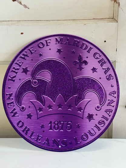 12 Inch Mardi Gras Jester Hat Metal Coin Sign