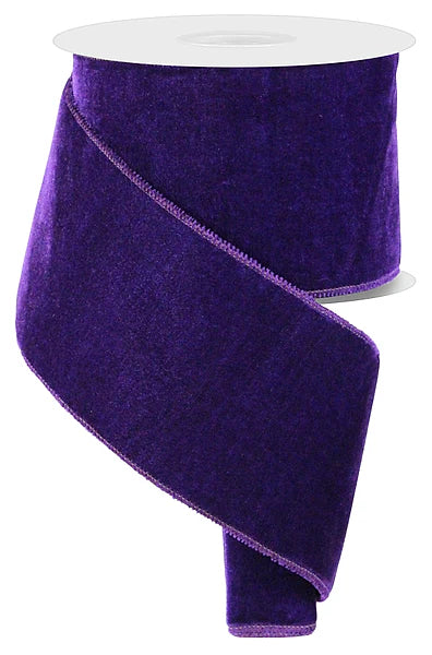 4 Inch By 10 Yard Purple Deluxe Velvet With Satin Backing Ribbon