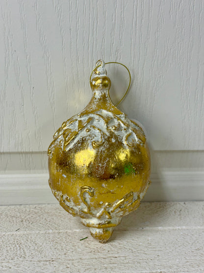 7 Inch Gold And Cream Finial Ornament