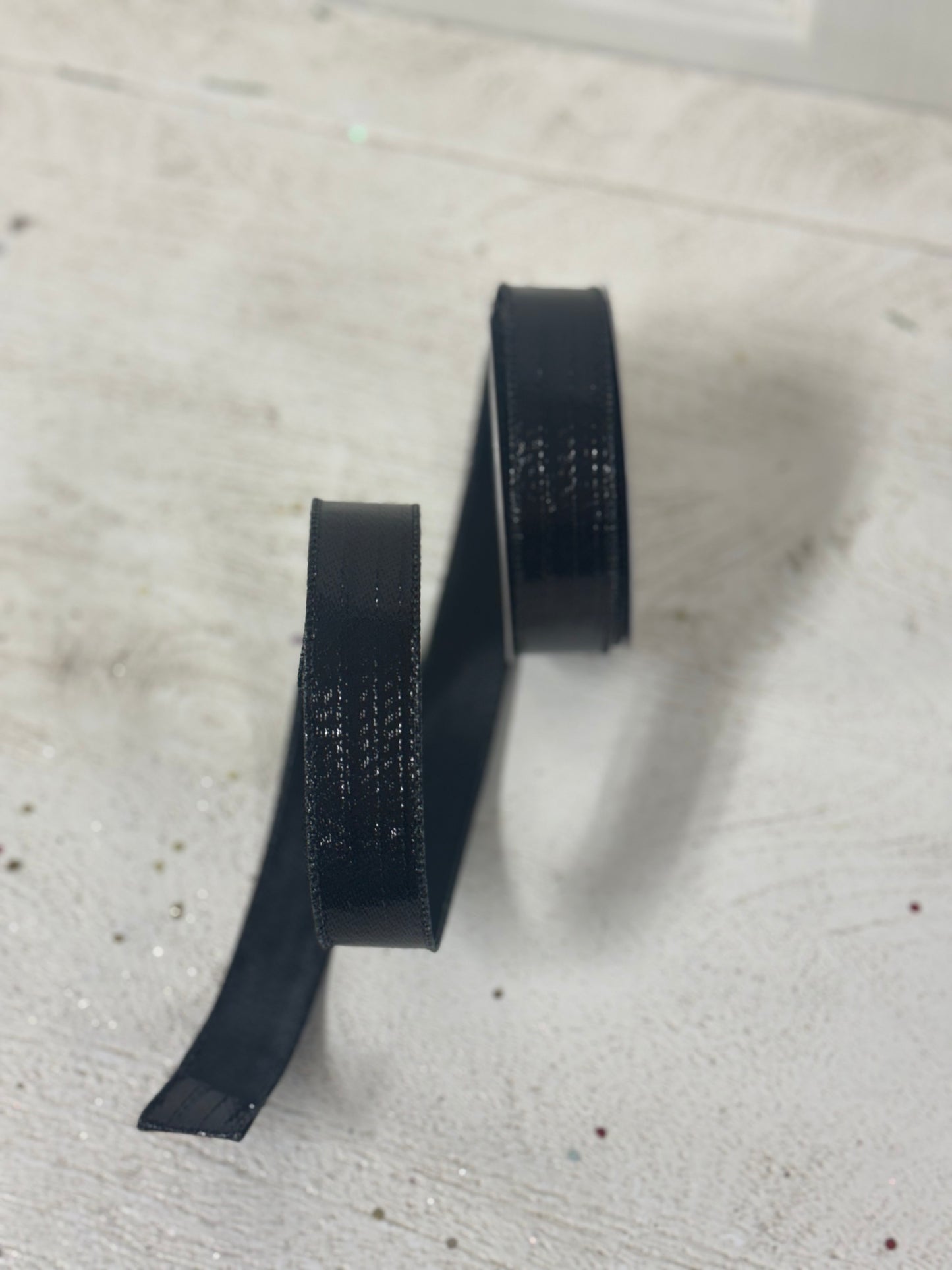 7/8 Inch By 10 Yard Black Metallic Ribbon