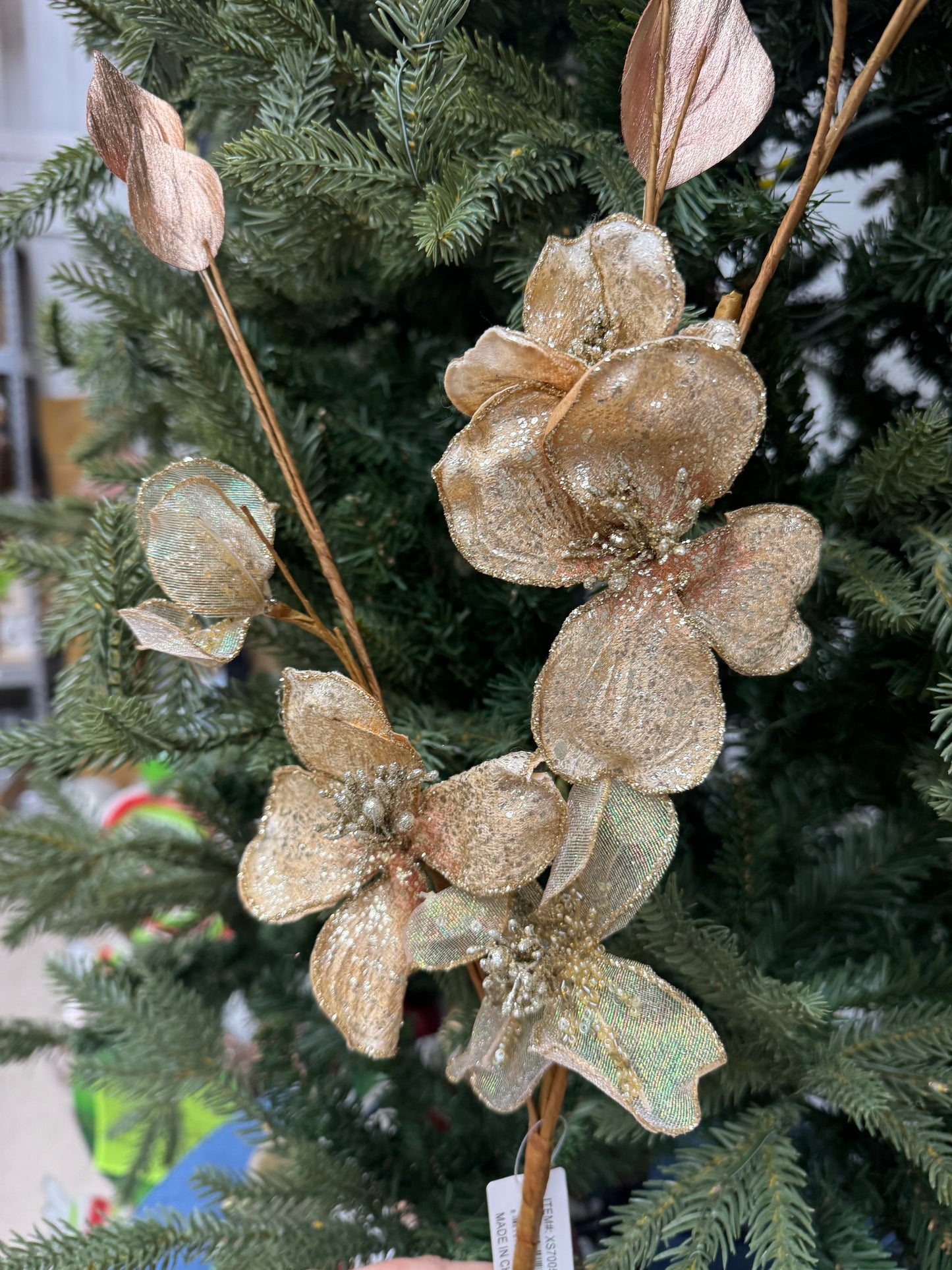 41 Inch Rose Gold And Iridescent Dogwood Spray