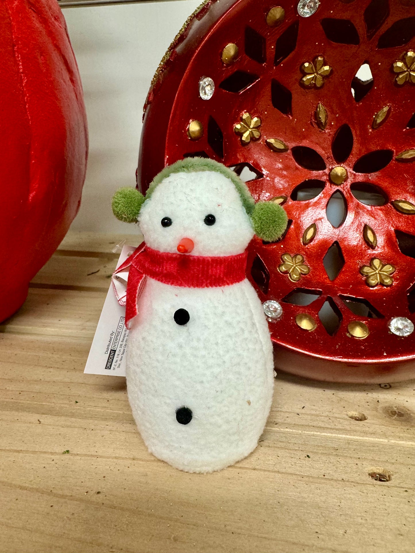 5 Inch Plush Red And Green Snowman