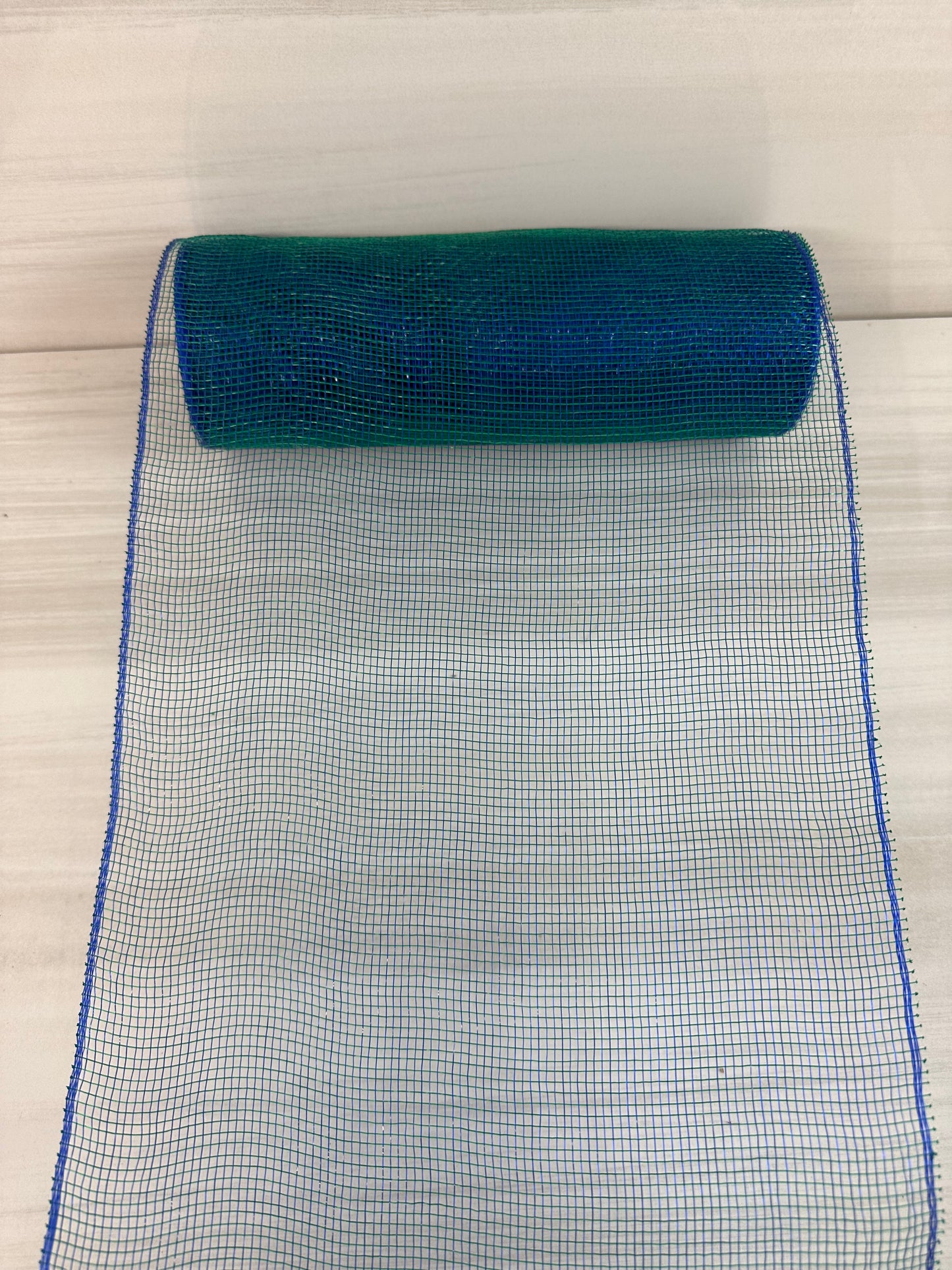 10 Inch By 10 Yards Peacock Blue Two Tone Mesh