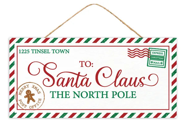 12.5 Inch Glitter Letter To Santa Sign