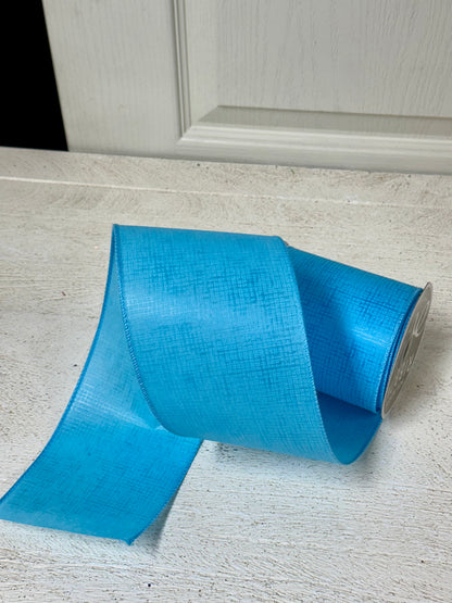 4 Inch By 10 Yard Sky Blue Cross Hatch Ribbon