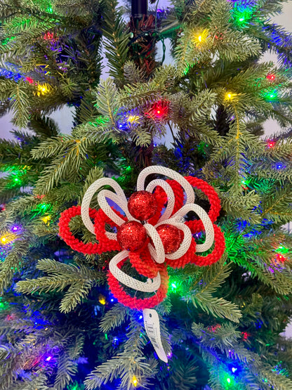 12 Inch Red And White Tubing Glitter Ball Pick