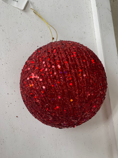 5 Inch Red Glitter Ornament Ball