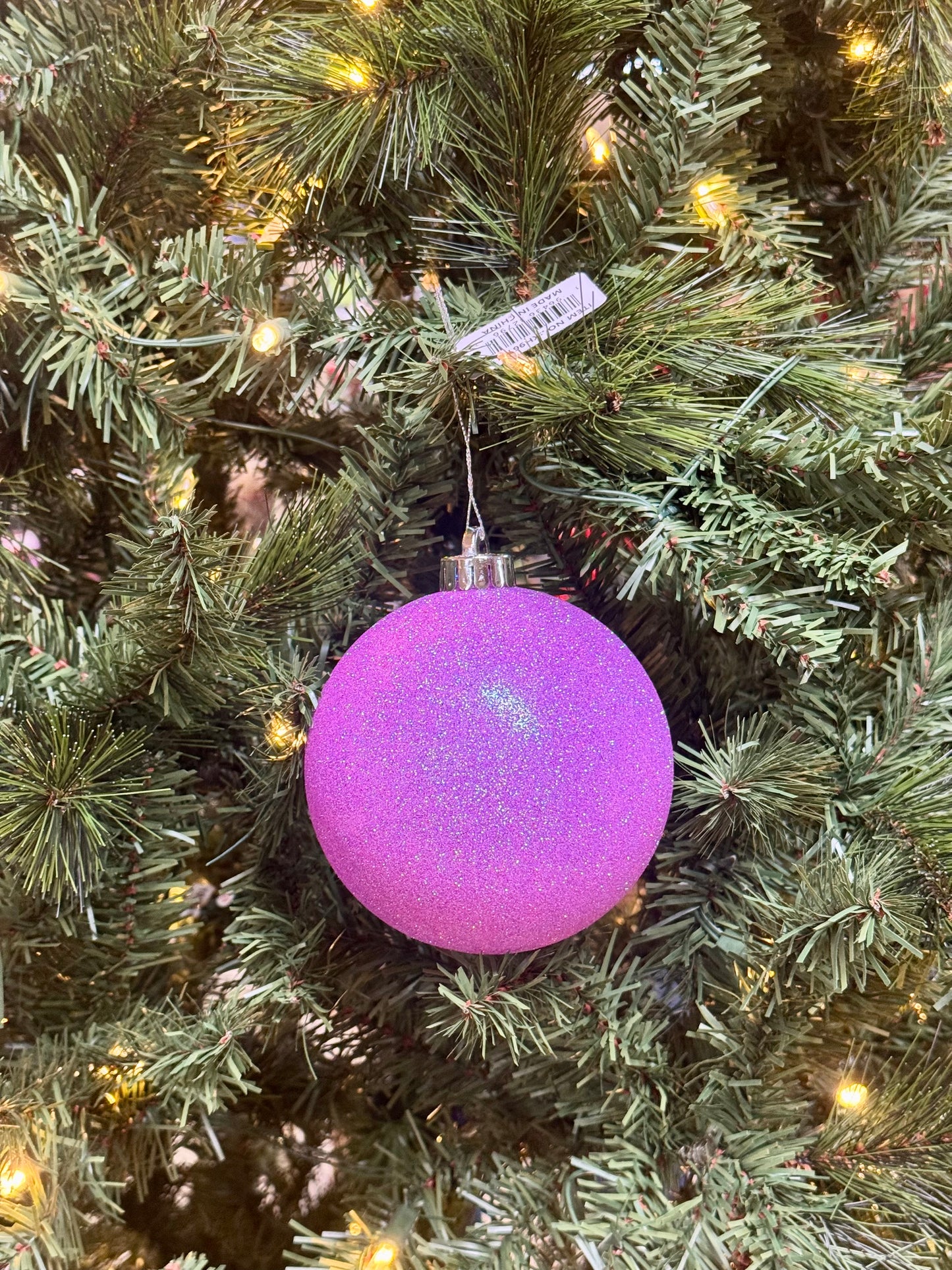 5 Inch Lavender Iridescent Glitter Ornament Ball