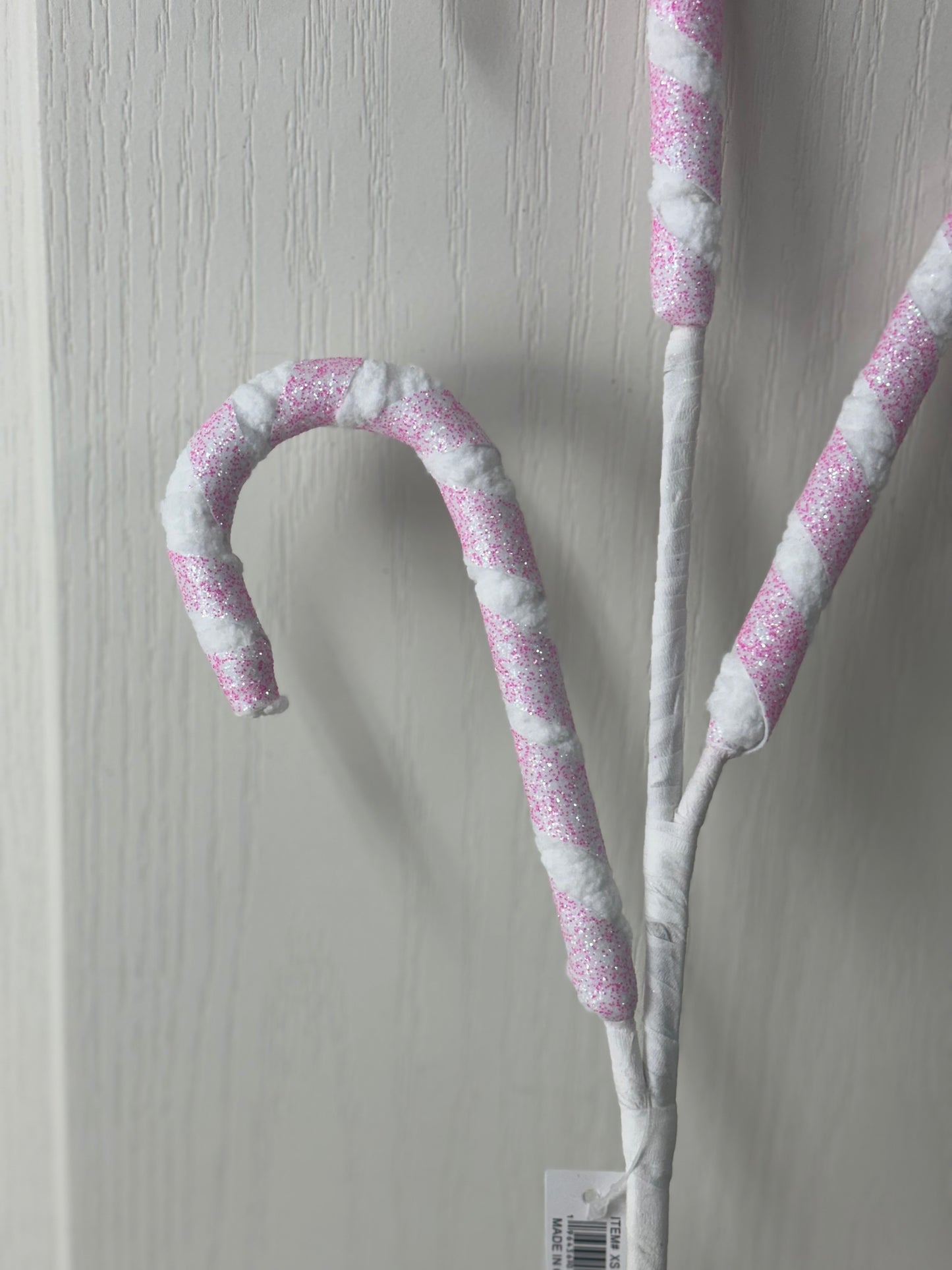 26 Inch Pink And White Glitter Candy Cane Spray