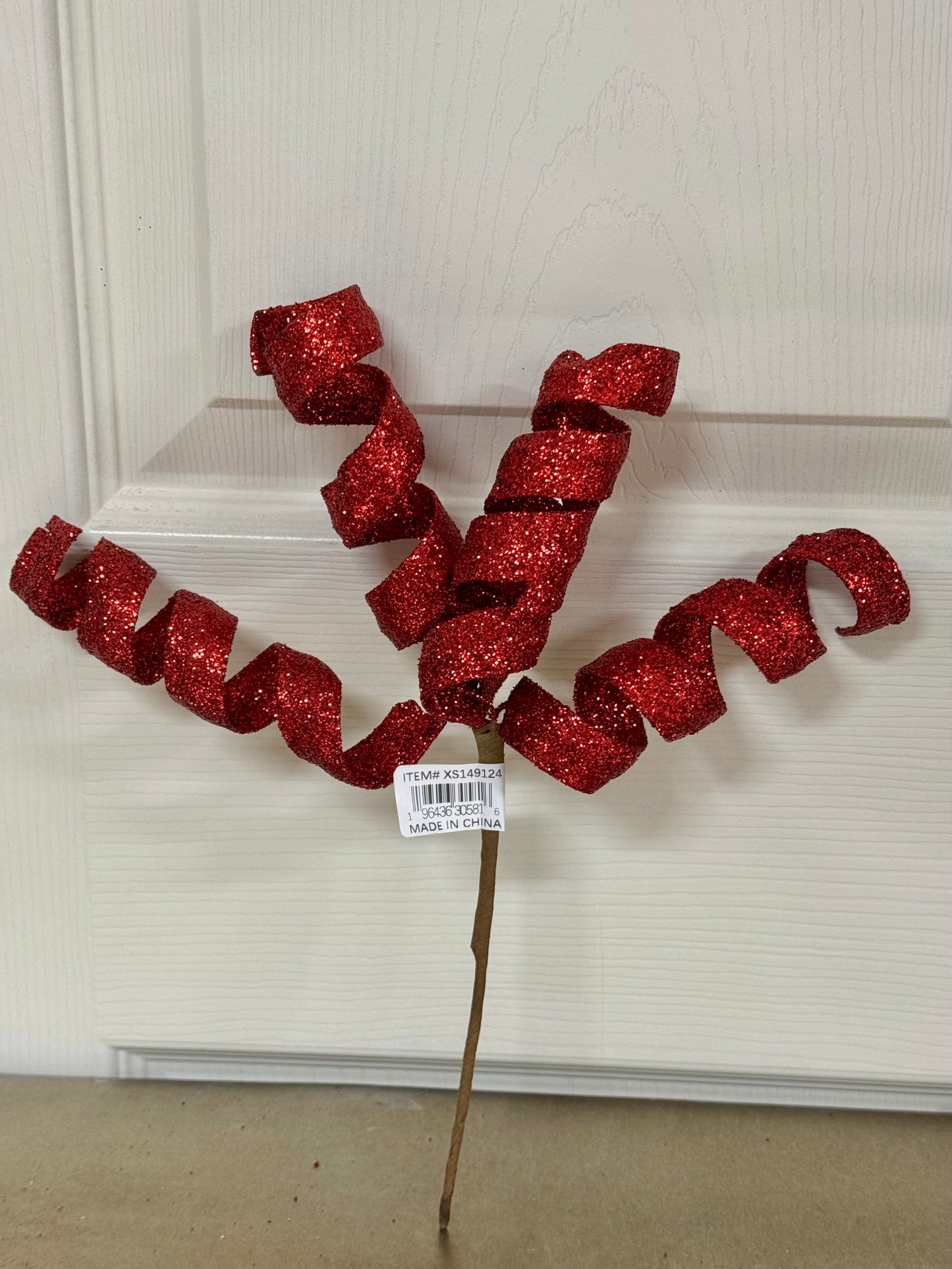 11 Inch Red Glitter Curly Pick