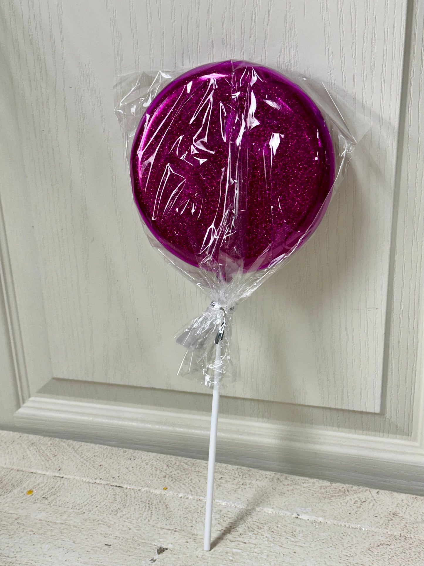 6 Inch Hot Pink Glitter Lollipop With Stick