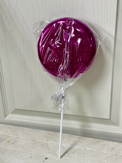 6 Inch Hot Pink Glitter Lollipop With Stick
