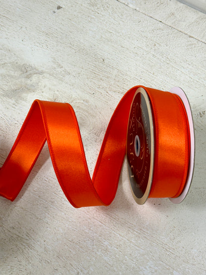1.5 Inch By 10 Yard Orange Satin Fused Ribbon