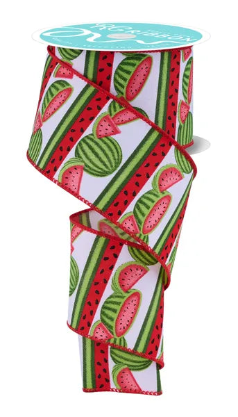 2.5 Inch By 10 Yard Watermelon Stripe Ribbon