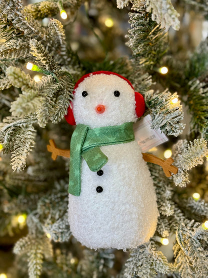 Plush Standing Snowman With Green Scarf