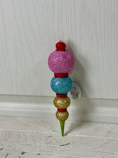 8 Inch Gorgeous Glitter Mutli Color Finial Ornament