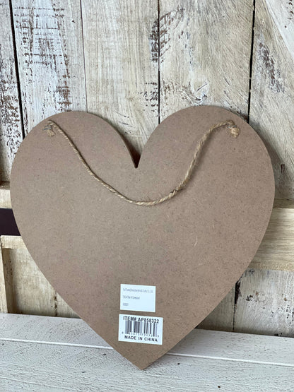 Pink And White Check Heart Wooden Sign