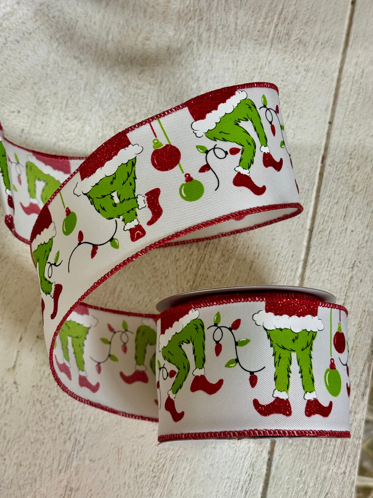 2.5 Inch By 10 Yard Red And Green Furry Elf Legs Ribbon