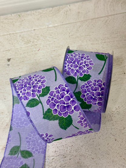 2.5 Inch By 10 Yard Lavender Hydrangeas Ribbon