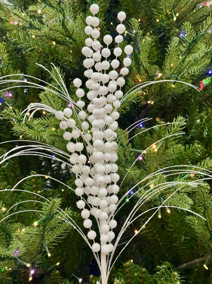 28 Inch White Glitter Ball Spray