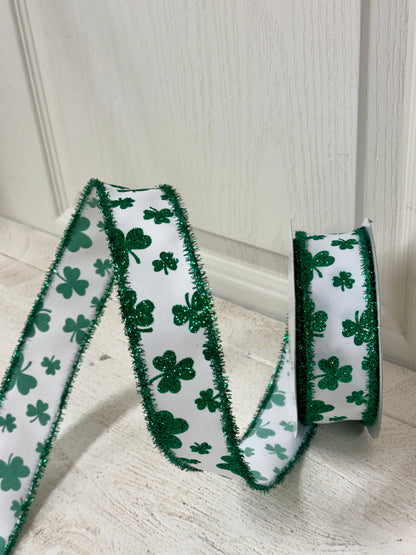 1.5 Inch By 10 Yard Kelly Green Shamrock Tinsel Ribbon