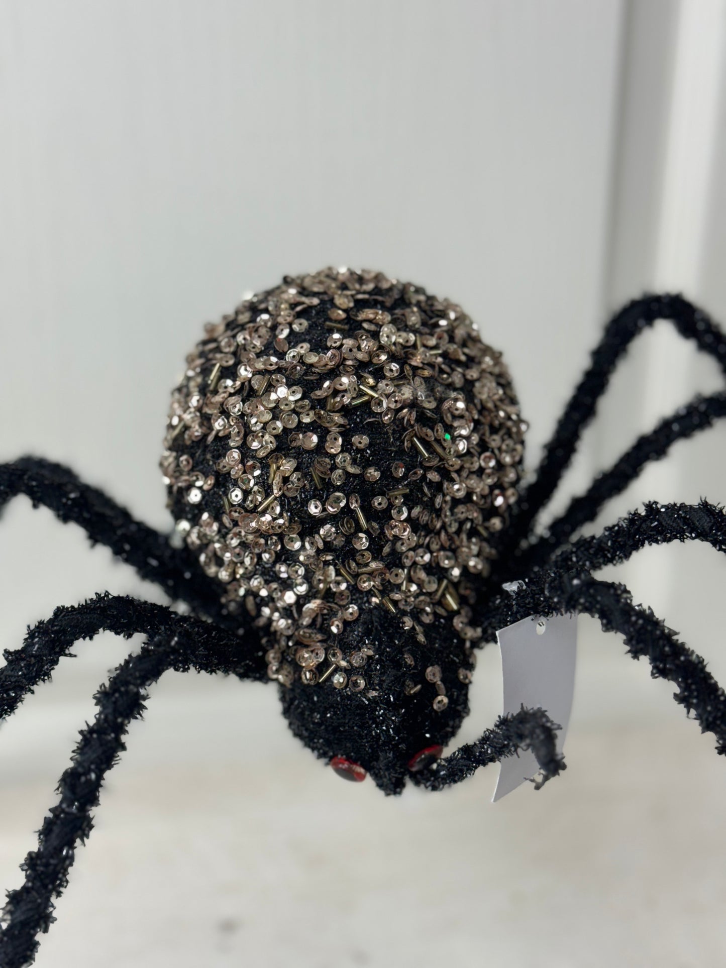 18.5 Inch Wide Black And Champagne Sequin Beaded Spider