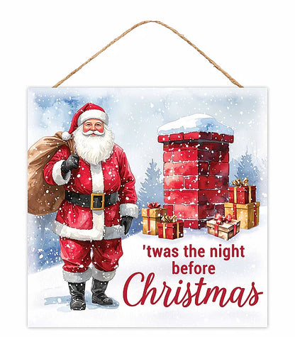 10 Inch The Night Before Christmas Square Wood Sign