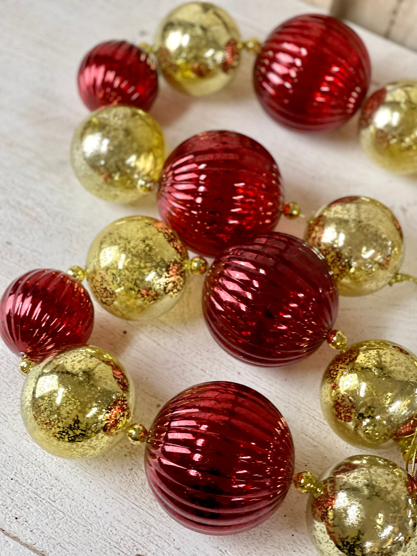 6 Foot Gold Burgundy And Champagne Ball Garland
