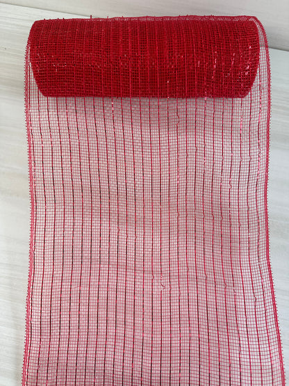 10 Inch By  10 Yards Red  Metallic Mesh