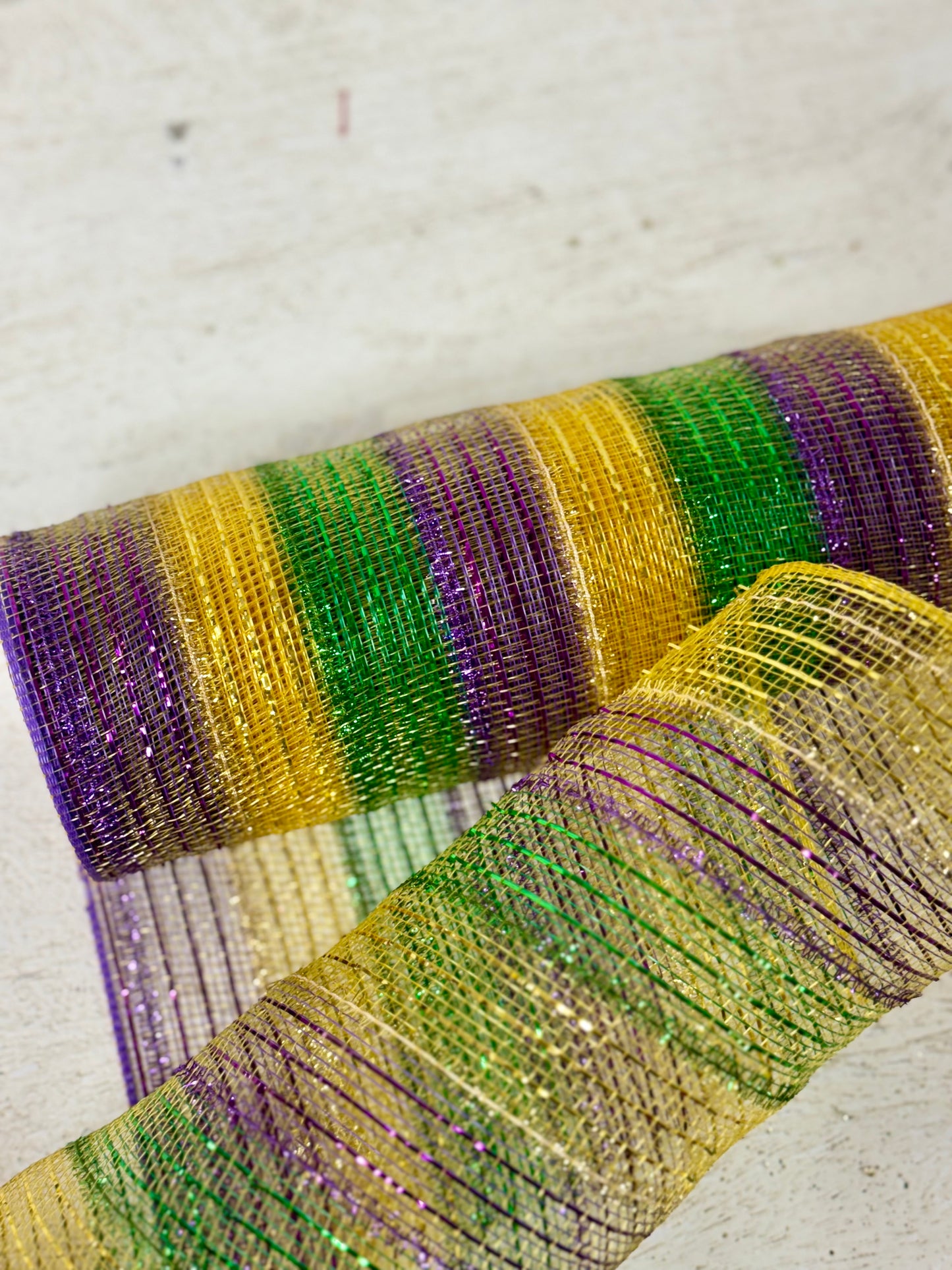 10 Inch By 10 Yards Mardi Gras Tinsel Foil Mesh