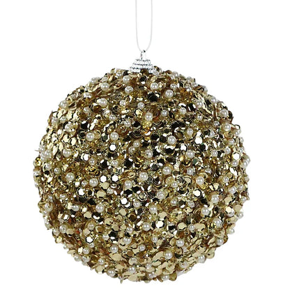 4.75 Inch Gold Glitter Bead Ornament
