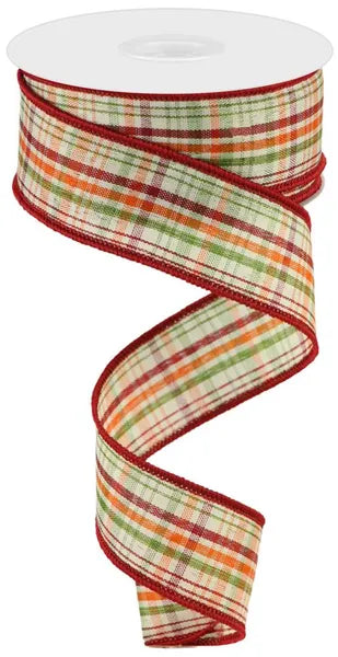 1.5 Inch By 10 Yard Tightly Woven Plaid On Royal Ribbon