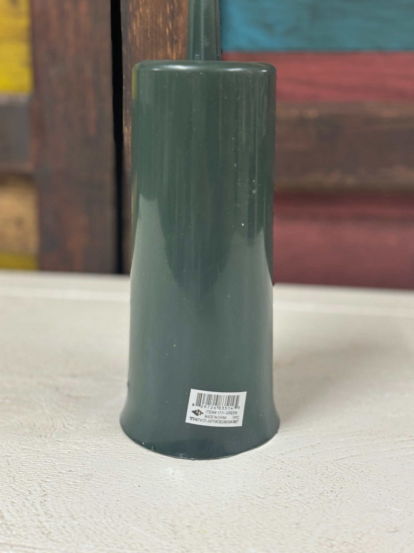 7.5 Inch Green Plastic Cemetery Cone Vase