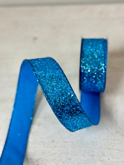 1.5 Inch By 10 Yard Turquoise Large Glitter Ribbon