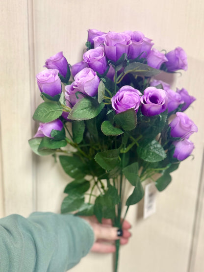 19 Inch Purple Rose Bud Bush