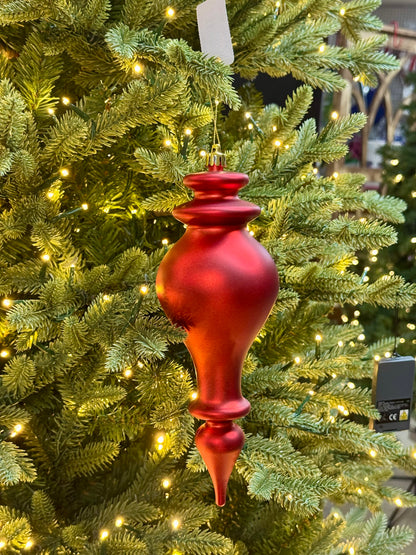 10 Inch Red Shiny Finial Ornament