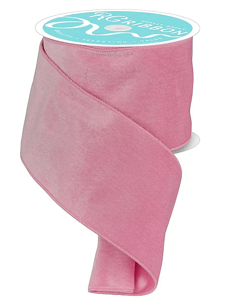 4 Inch By 10 Yard Light Pink Deluxe Velvet With Satin Backing Ribbon
