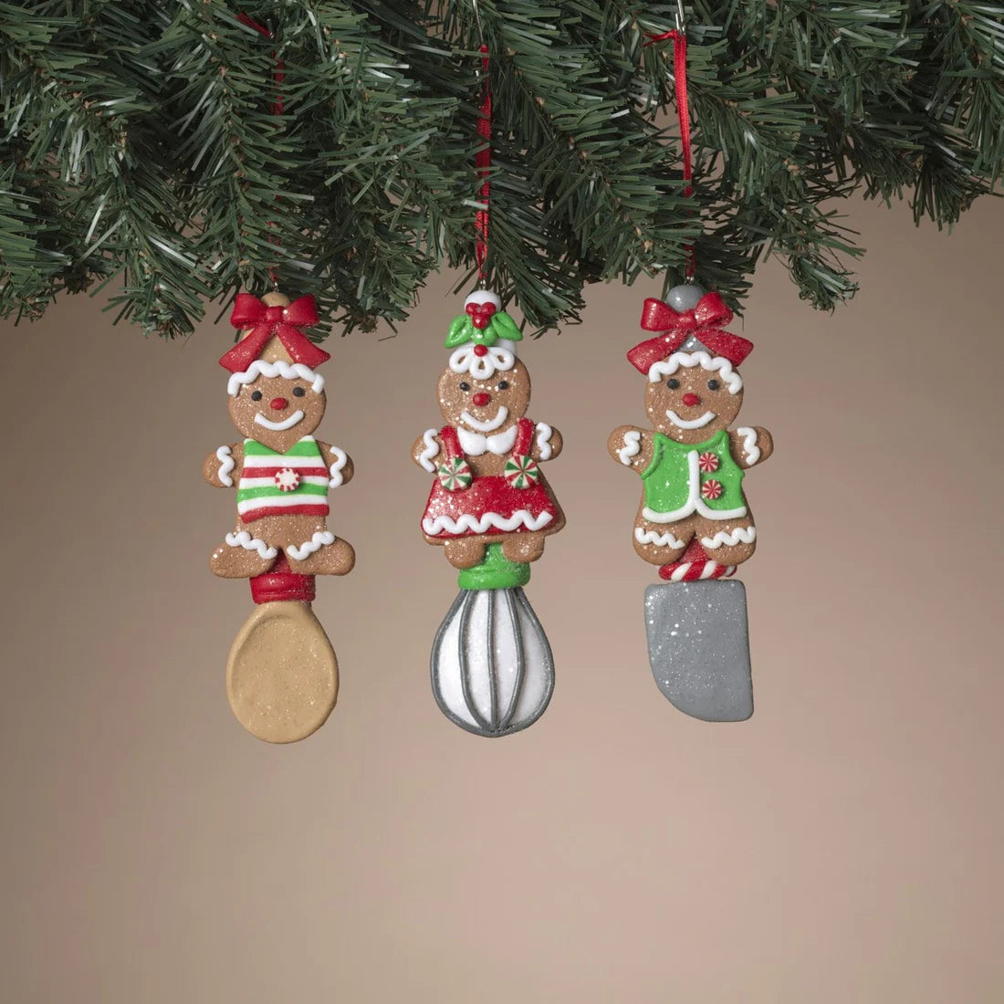 6 Inch Clay Dough Gingerbread Man Utensil Ornament Three Styles