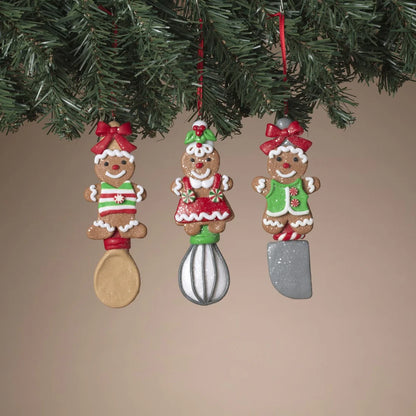 6 Inch Clay Dough Gingerbread Man Utensil Ornament Three Styles